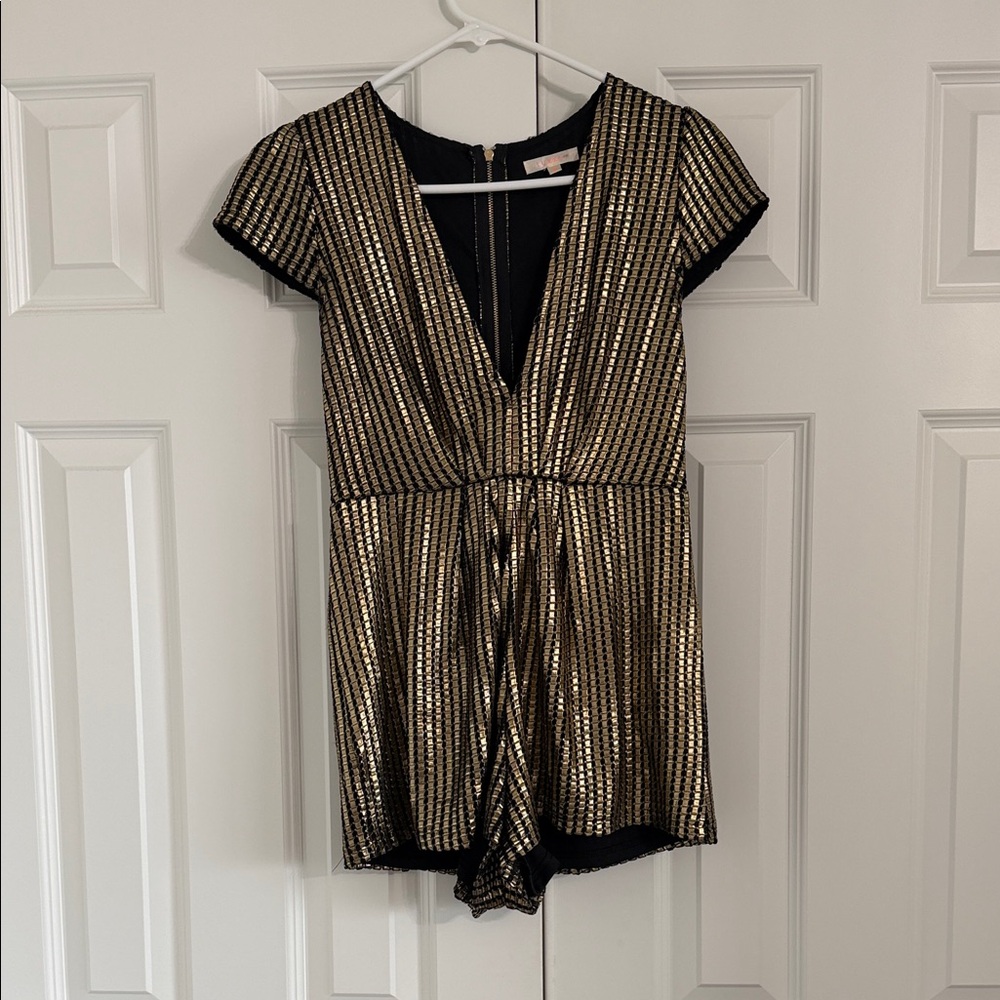Luxxel Black and Gold Chic Dress Romper